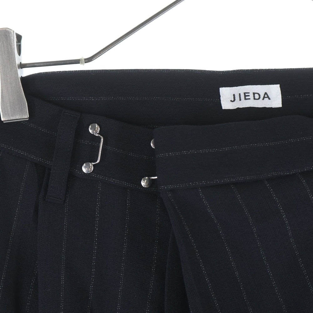 Jieda(ジエダ) 25AW OVER WRAP SLACKS オーバー ラップ ストライプ柄 ジップアップ スラックスパンツ ブラック JIE-25W-PT07