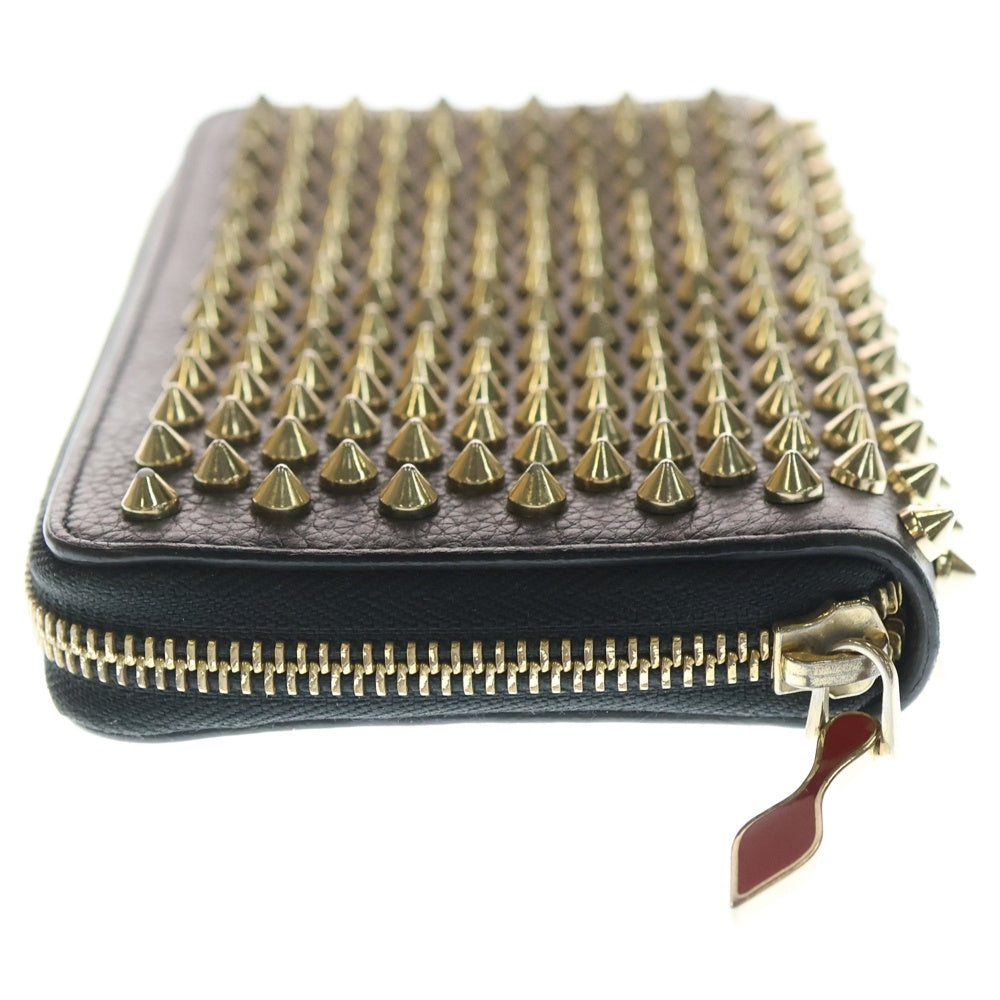 CHRISTIAN LOUBOUTIN(クリスチャンルブタン) PANETTONE WALLET パネトーネ スパイクスタッズ ラウンドファスナー レザーロングウォレット 長財布 ブラック/ゴールド 3135058