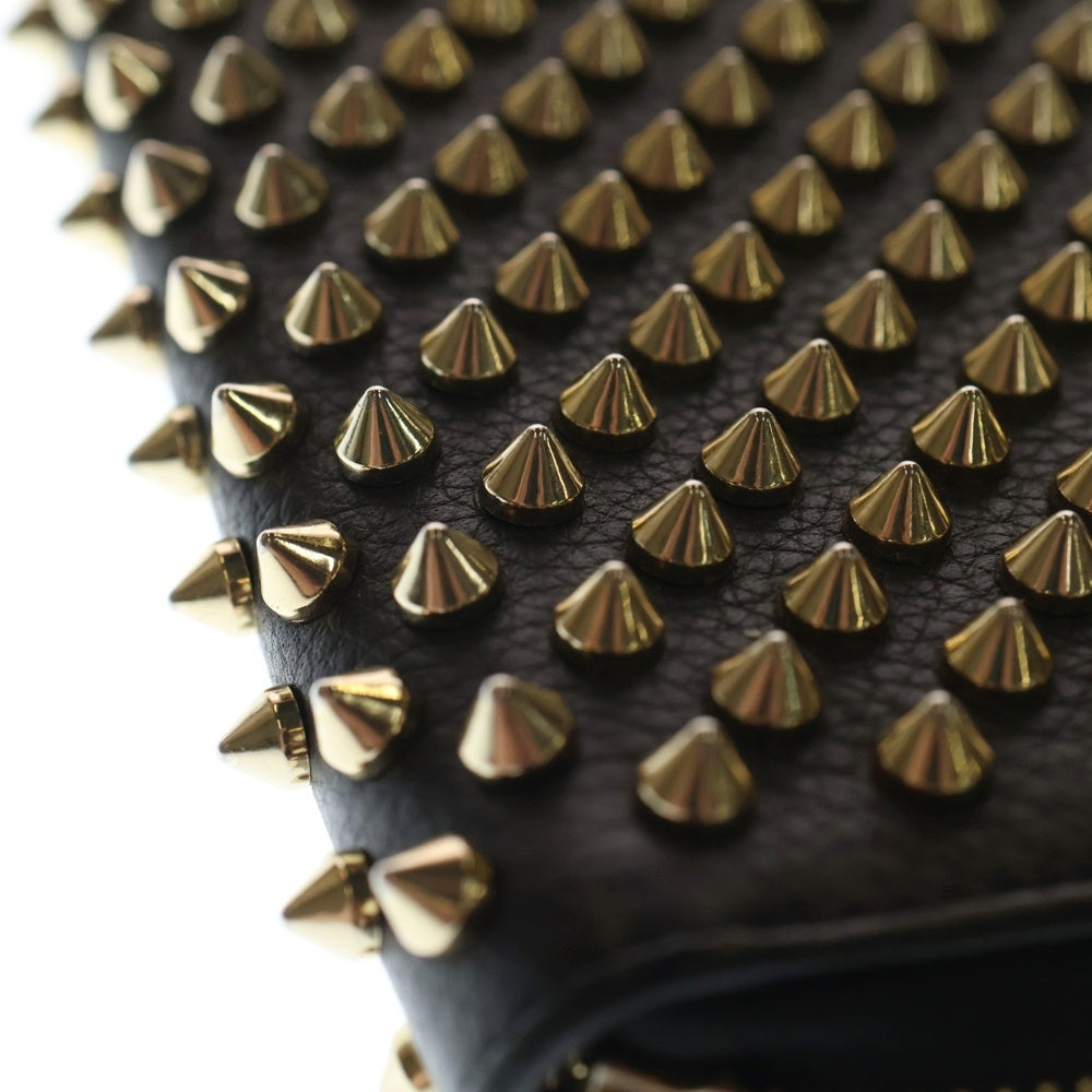 CHRISTIAN LOUBOUTIN(クリスチャンルブタン) PANETTONE WALLET パネトーネ スパイクスタッズ ラウンドファスナー レザーロングウォレット 長財布 ブラック/ゴールド 3135058