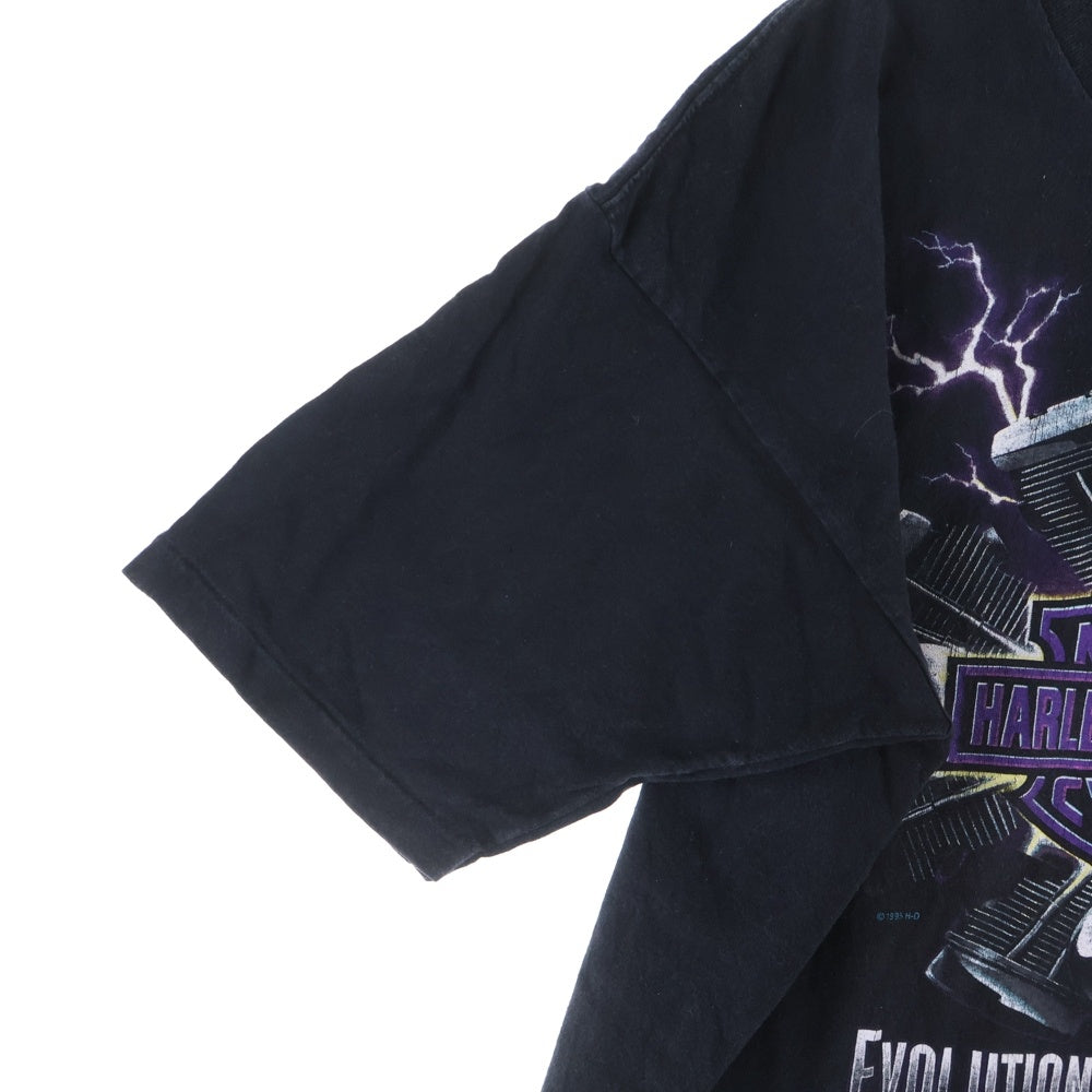 HARLEY DAVIDSON(ハーレーダビッドソン) 90S 両面ロゴプリントデザイン クルーネック カットソー 半袖Tシャツ ブラック