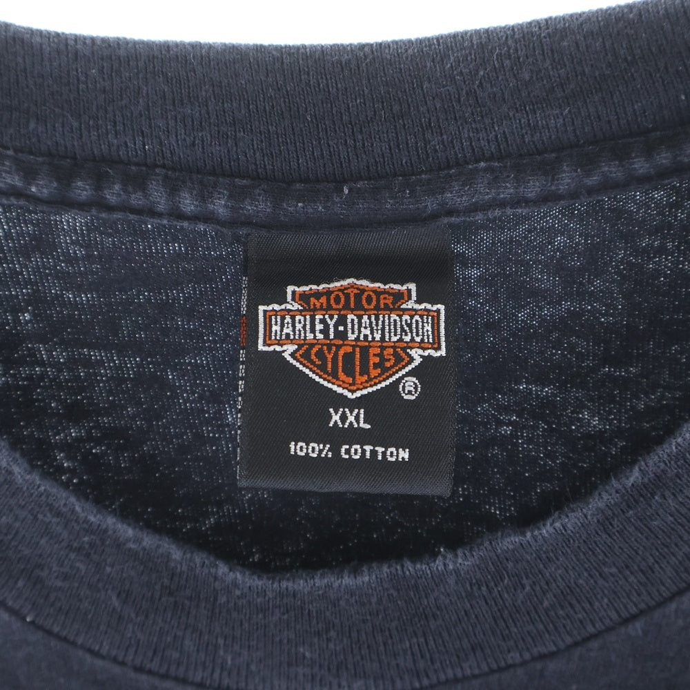HARLEY DAVIDSON(ハーレーダビッドソン) 90S 両面ロゴプリントデザイン クルーネック カットソー 半袖Tシャツ ブラック