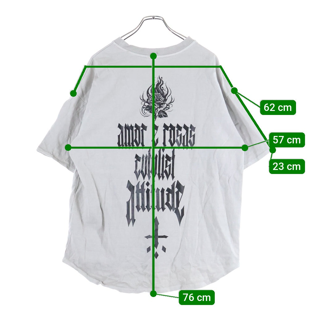 cvtvlist(カタリスト) 両面プリントデザイン クルーネック カットソー 半袖Tシャツ グレー