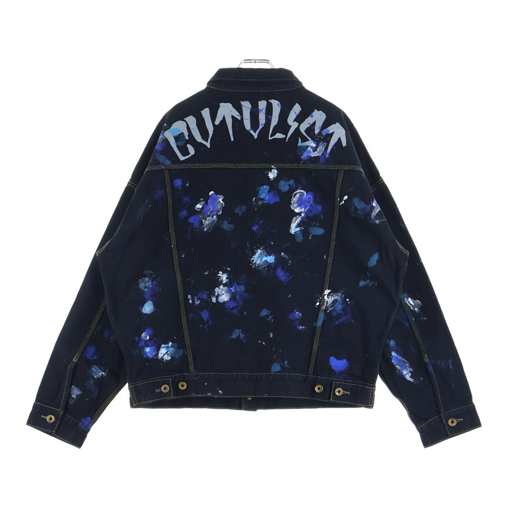 cvtvlist(カタリスト) マルチポケット ペインテッドデザイン デニムジャケット ブラック 2201030104