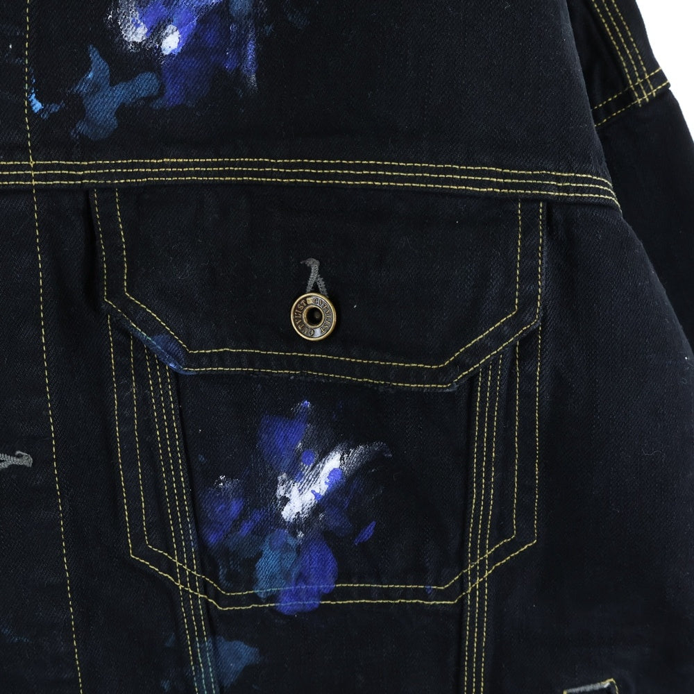 cvtvlist(カタリスト) マルチポケット ペインテッドデザイン デニムジャケット ブラック 2201030104