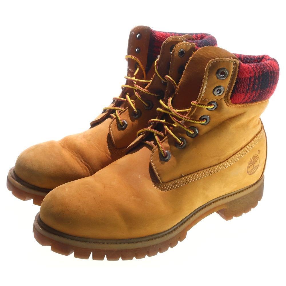 Timberland(ティンバーランド) ×WOOLRICH 6INCH PREMIUM BOOT FABRIC WHEAT ×ウールリッチ 6インチ プレミアム ファブリック ウィート スエード トレッキング ブーツ US8.5/26.5cm 33561