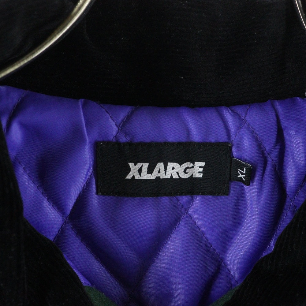 X-LARGE(エクストララージ) QUILTED HALF ZIP SHIRT キルティング ハーフジップ 長袖プルオーバーシャツ グリーン 101234014003