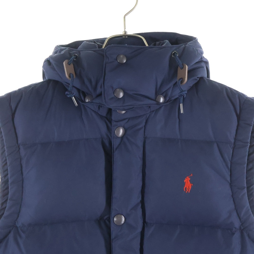 POLO RALPH LAUREN(ポロラルフローレン) ロゴ刺繍 フード付き ダウンベストジャケット ネイビー 710561081006
