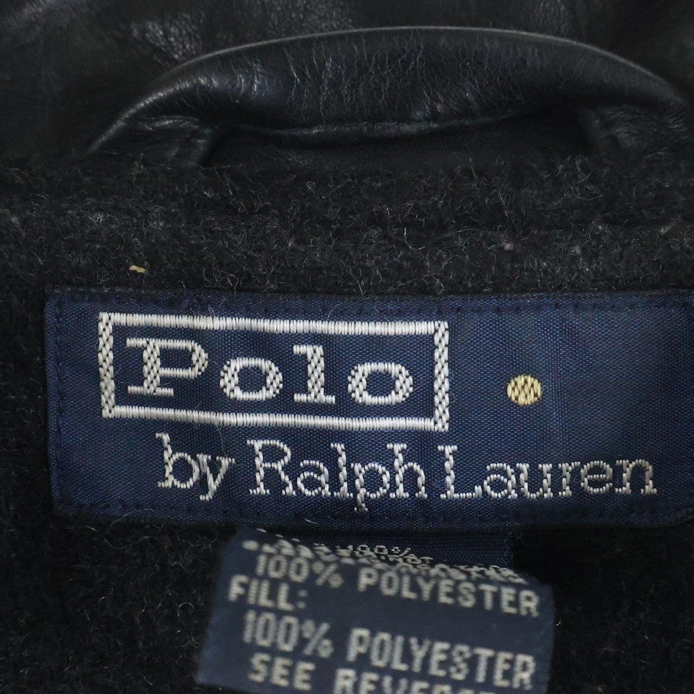 POLO RALPH LAUREN(ポロラルフローレン) 90S VINTAGE LEATHER CAR COAT ヴィンテージ アクリルウールライナー レザーカーコート ブラック