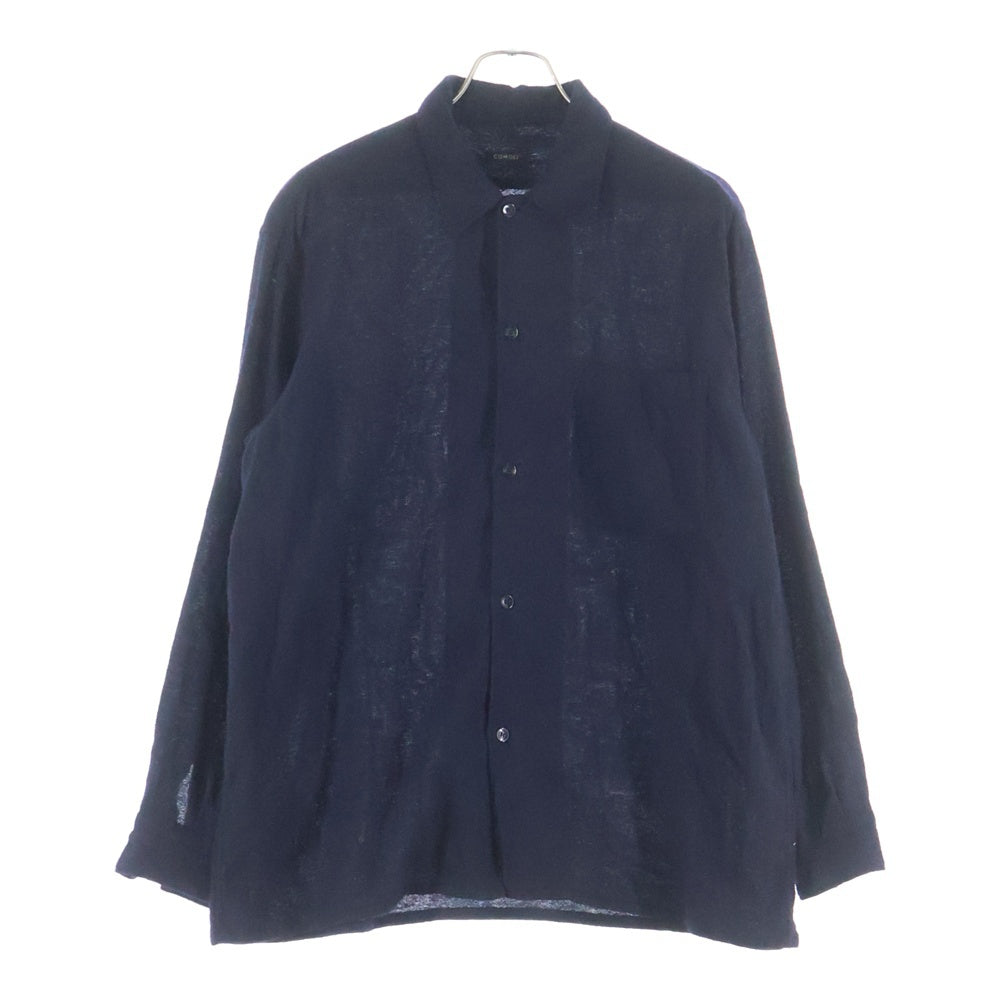 COMOLI(コモリ) 22SS カシミヤ和紙 オープンカラー長袖シャツ ネイビー V01‐01006