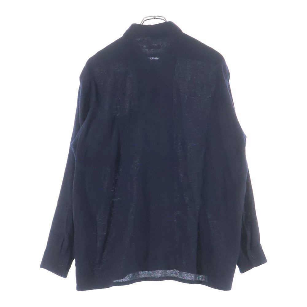 COMOLI(コモリ) 22SS カシミヤ和紙 オープンカラー長袖シャツ ネイビー V01‐01006