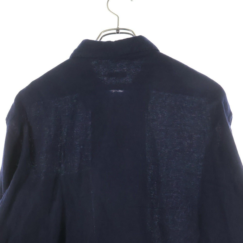 COMOLI(コモリ) 22SS カシミヤ和紙 オープンカラー長袖シャツ ネイビー V01‐01006