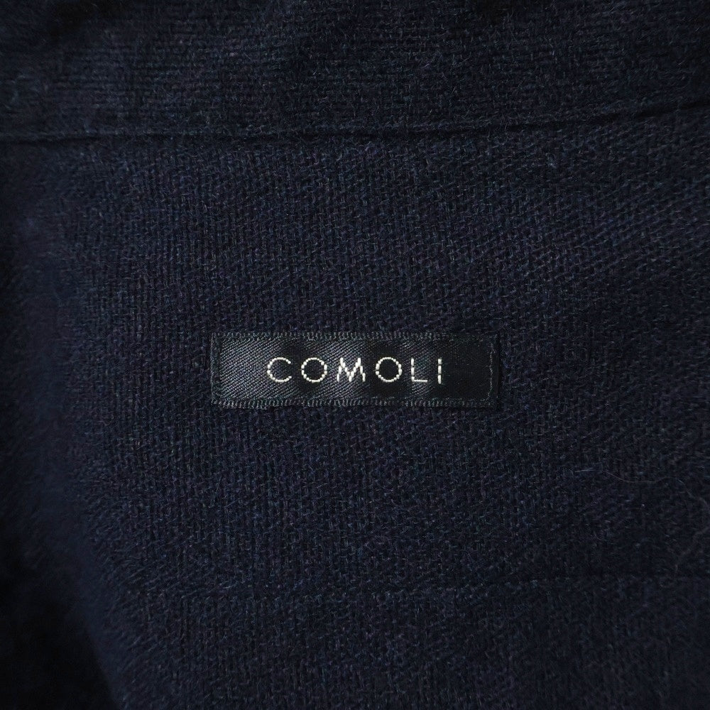 COMOLI(コモリ) 22SS カシミヤ和紙 オープンカラー長袖シャツ ネイビー V01‐01006