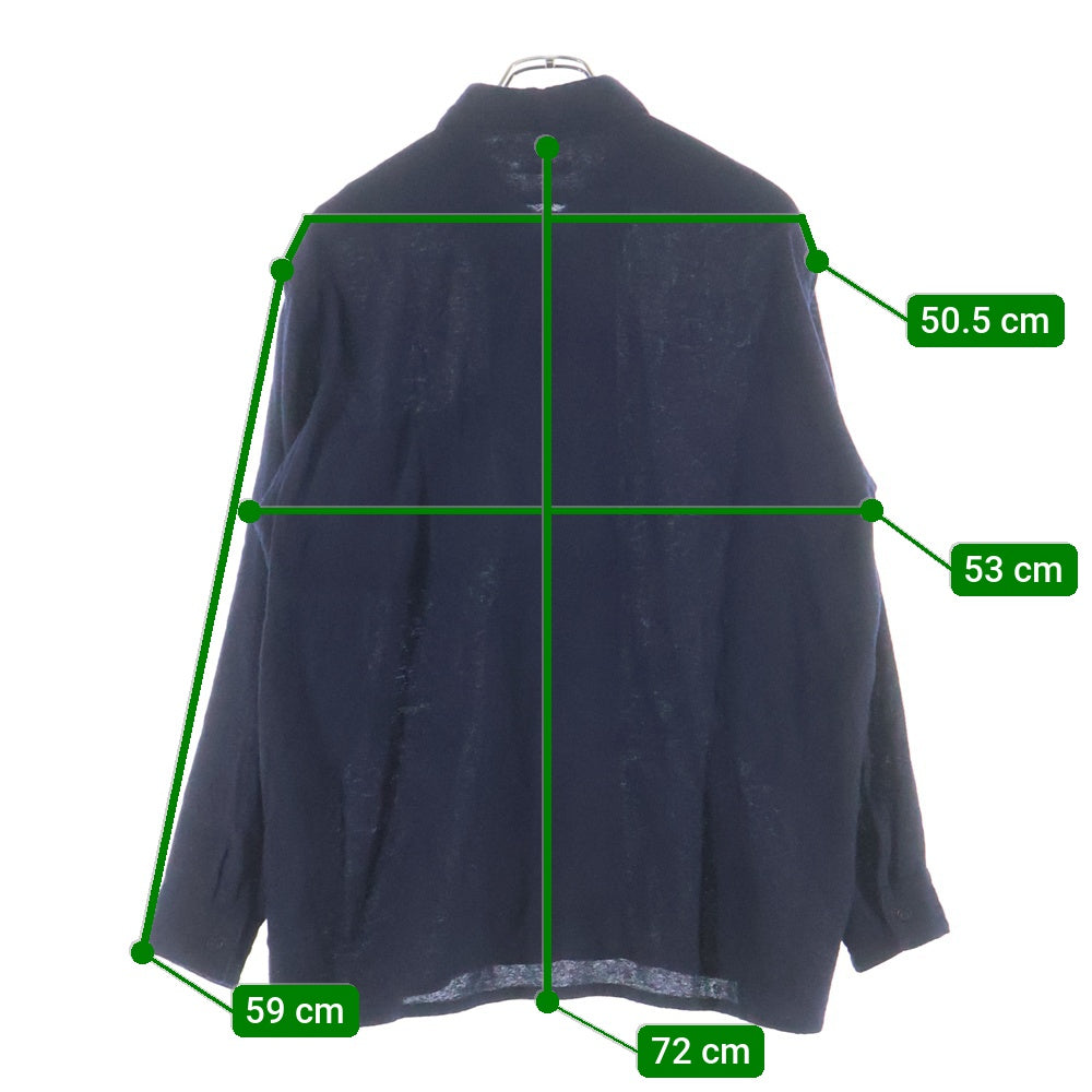 COMOLI(コモリ) 22SS カシミヤ和紙 オープンカラー長袖シャツ ネイビー V01‐01006