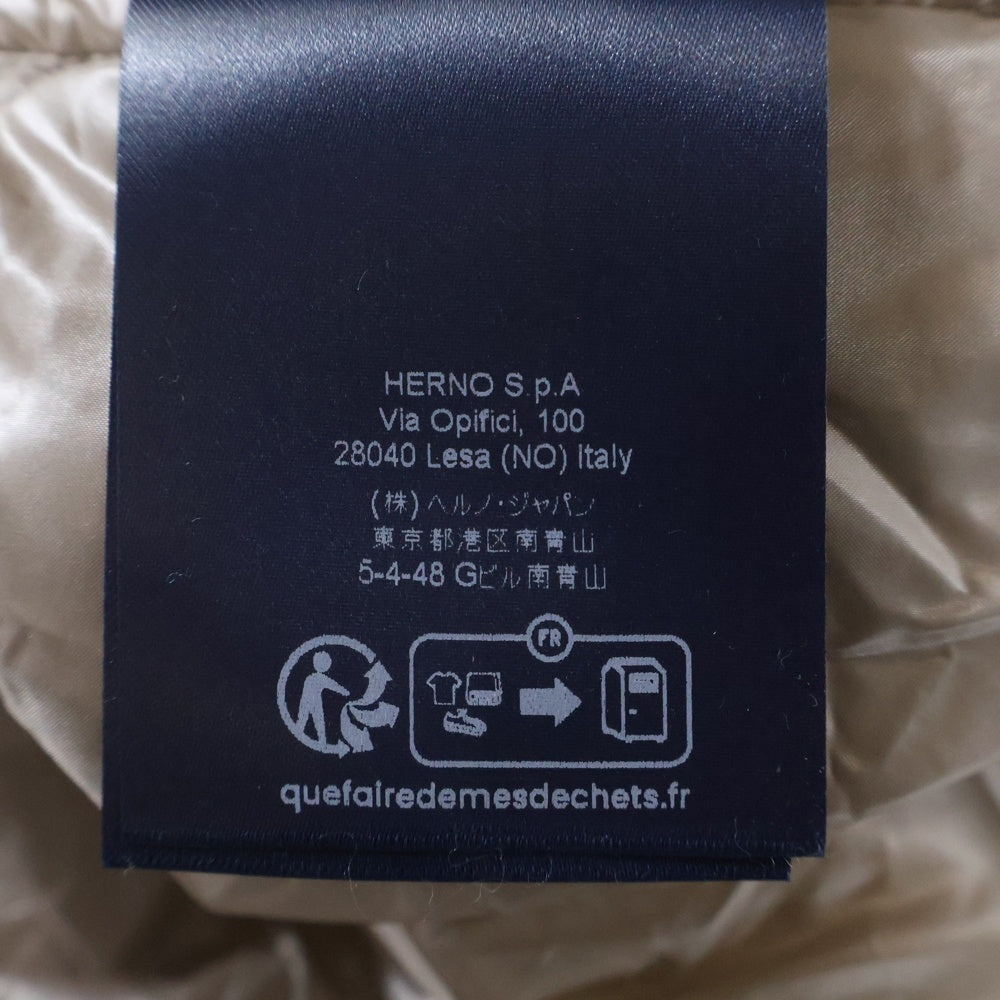 HERNO(ヘルノ) ピュアウール ローゲージ ナイロン ストレッチ 切り替えフーデッド ハイブリット ナイロンジャケット ベージュ MC00026UR-70146-1310