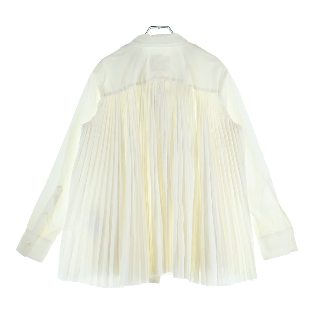 Sacai(サカイ) ドローコード付き プリーツ レギュラーカラー 長袖 シャツ ブラウス ホワイト レディース 19-04805