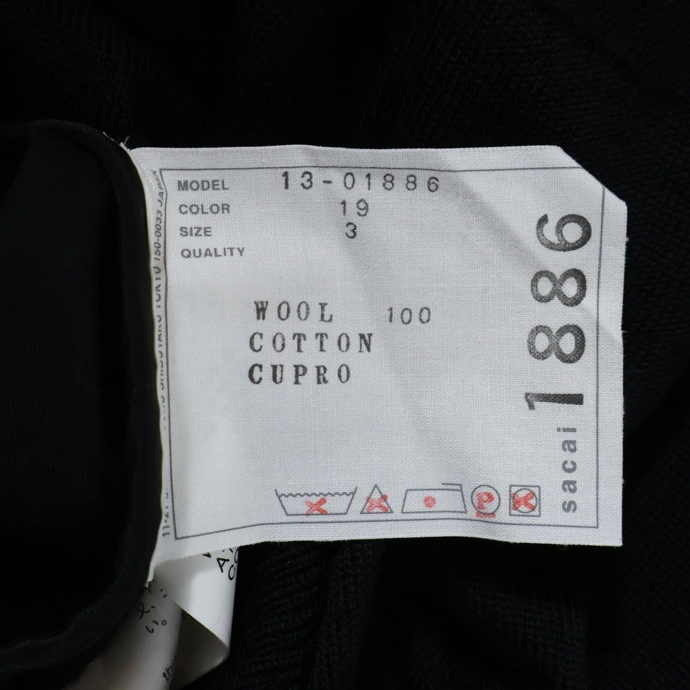 Sacai(サカイ) ドッキングレギュラーカラーニットワンピース セーター レディース ブラック 13-01886
