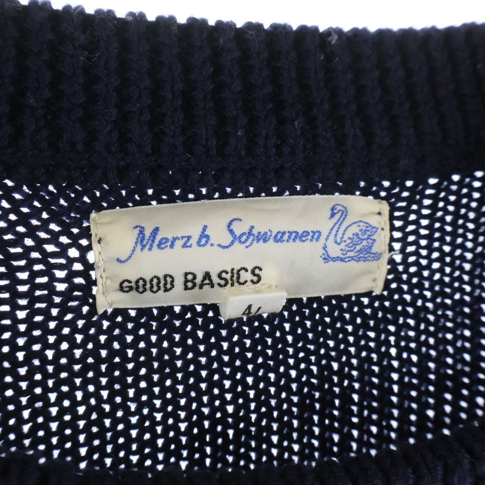 NO BRAND(ノーブランド) Merz b.Schwanen メルツベーシュバーネン GOOD BASICS グッドベーシック ウール クルーネックニット セーター ネイビー