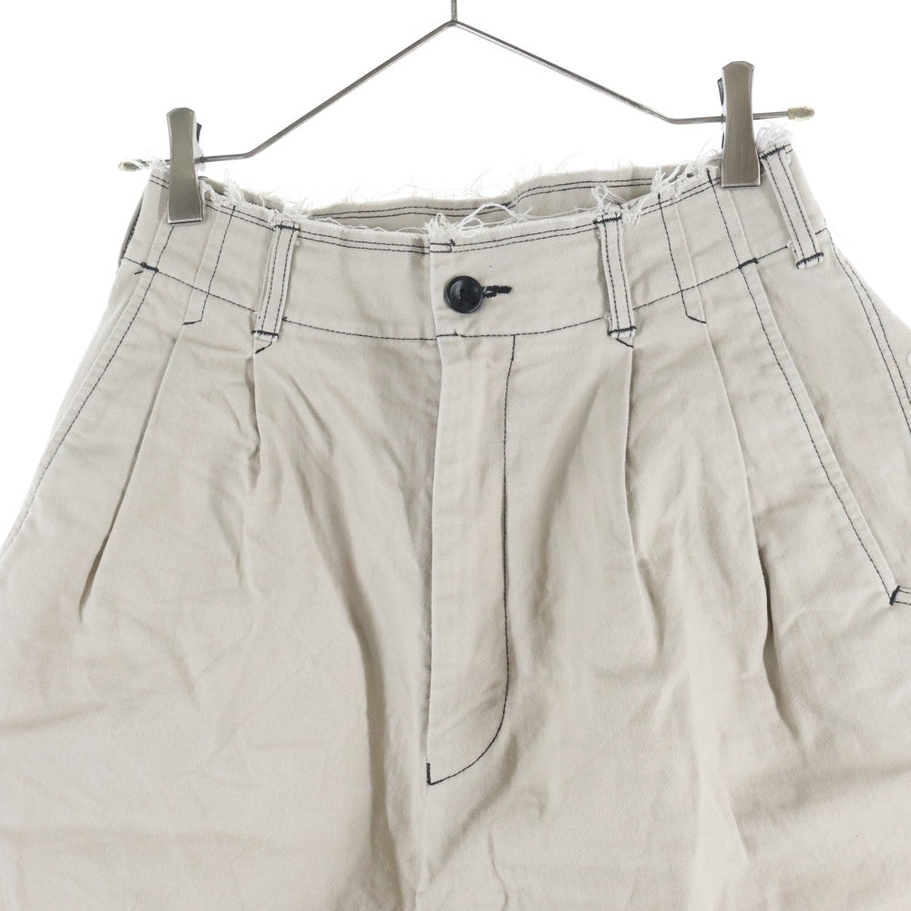 YOKE(ヨーク) 22SS CUT-OFF 2PLEATED WIDE TROUSERS カットオフ 2プリーツドワイドトラウザー パンツ ベージュ YK22SS0313P