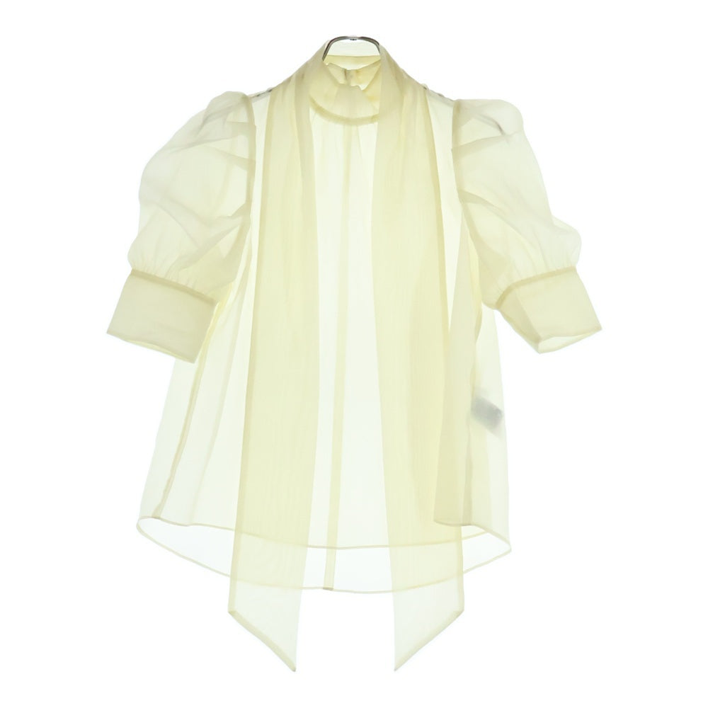 Lily Brown(リリーブラウン) オーガンザボウタイ ブラウス 半袖シャツ イエロー レディース LWFB254057