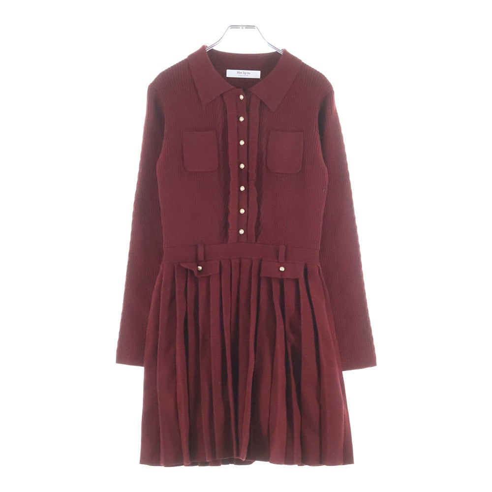 Her lip to(ハーリップトゥ) MARGOT PLEATED KNIT MINI DRESS マーゴット プリーツ ニットミニドレス レッド レディース 1254205152