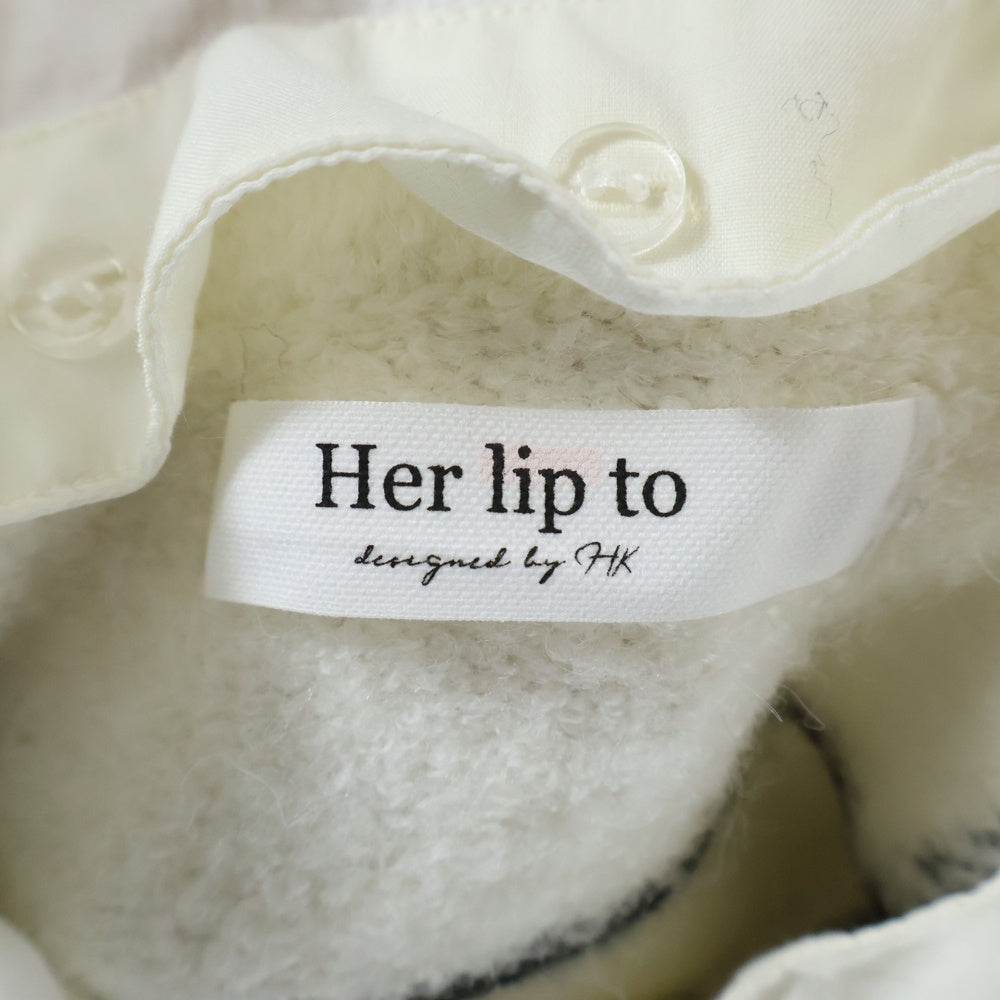 NO BRAND(ノーブランド) Her lip to ハーリップトゥ CRILLON BOUCLE CARDIGAN クリヨン ブークレ アクリルニットカーディガン ホワイト/ブラック レディース 1224202135