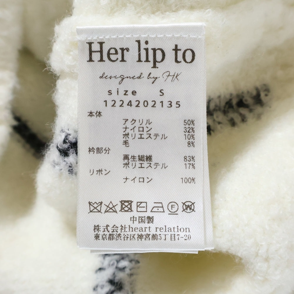 NO BRAND(ノーブランド) Her lip to ハーリップトゥ CRILLON BOUCLE CARDIGAN クリヨン ブークレ アクリルニットカーディガン ホワイト/ブラック レディース 1224202135