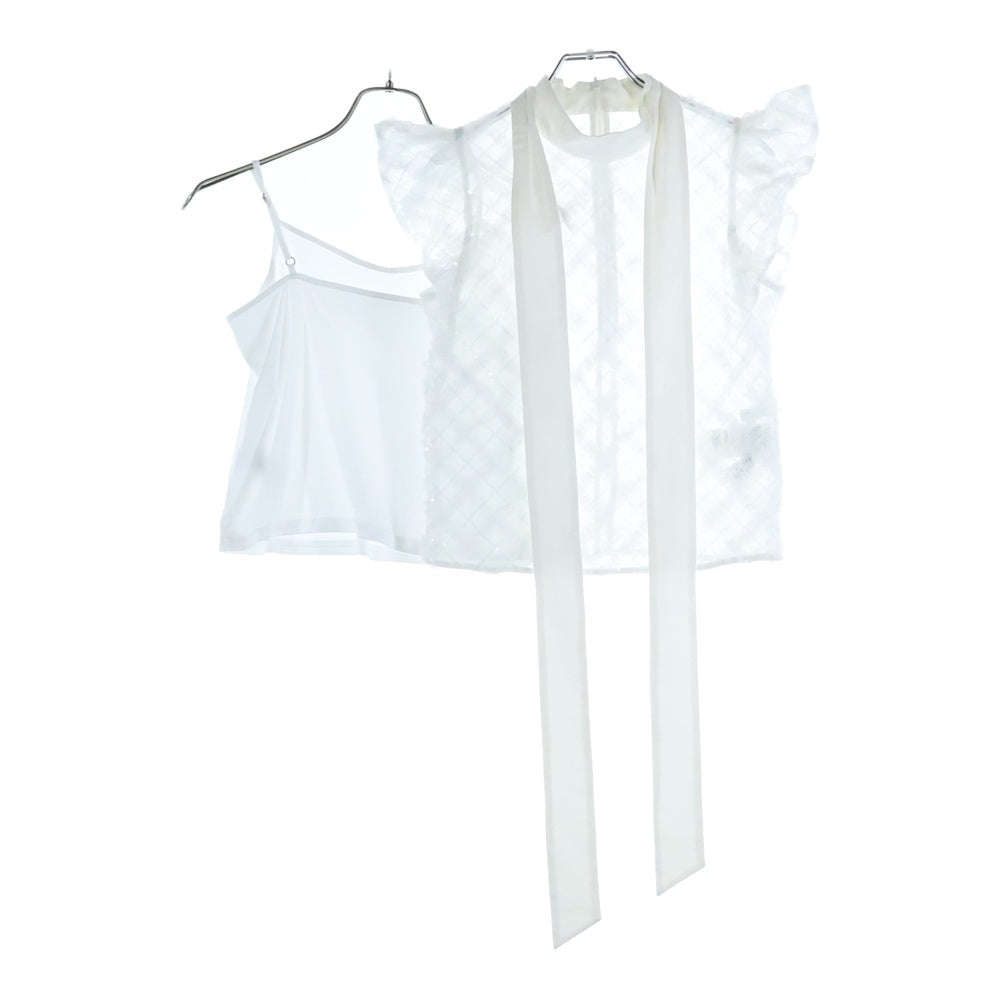 Lily Brown(リリーブラウン) ボウタイビジューブラウス 半袖シャツ ホワイト レディース LWFB242804