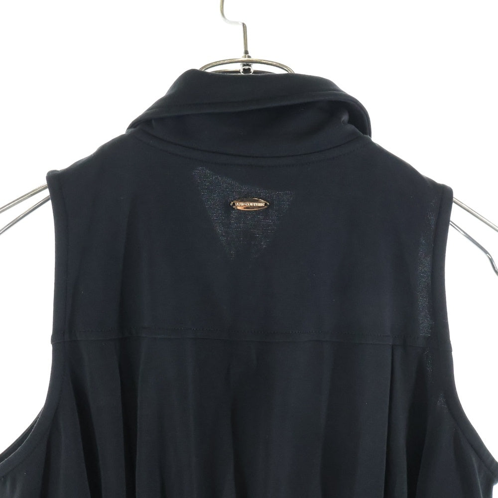 NO BRAND(ノーブランド) AND COUTURE アンドクチュール センタージップ コットンポリ ノースリーブ ロングワンピース ブラック レディース 09-2515300642