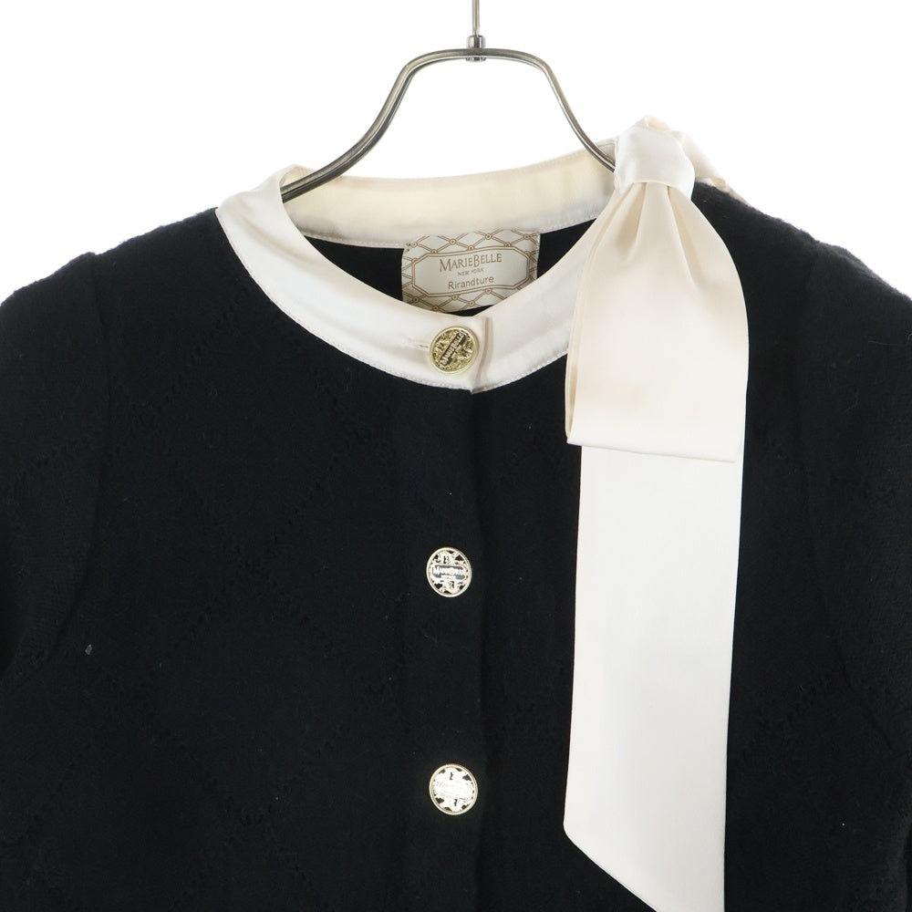 Rirandture(リランドチュール) ×MARIEBELLE RIBBON KNIT JACKET マリベル リボン アクリルニットジャケット ブラック レディース 85356400