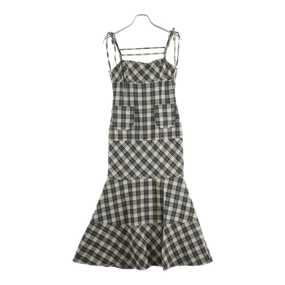 NO BRAND(ノーブランド) ANDMARY アンドマリー CECILY CHECK LONG DRESS セシリー チェック キャミロングドレス ベージュ レディース AM0828