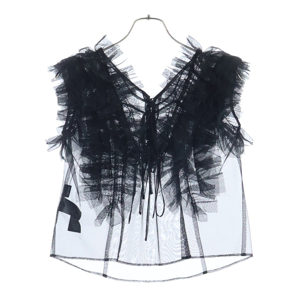 snidel(スナイデル) ボリュームチュールフリル ブラウス ノースリーブシャツ ブラック レディース SWFB241139