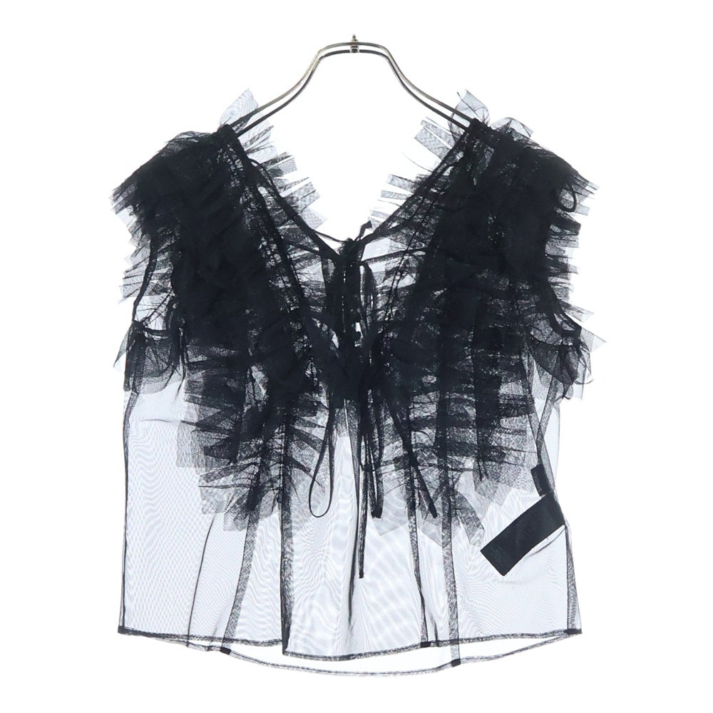 snidel(スナイデル) ボリュームチュールフリル ブラウス ノースリーブシャツ ブラック レディース SWFB241139