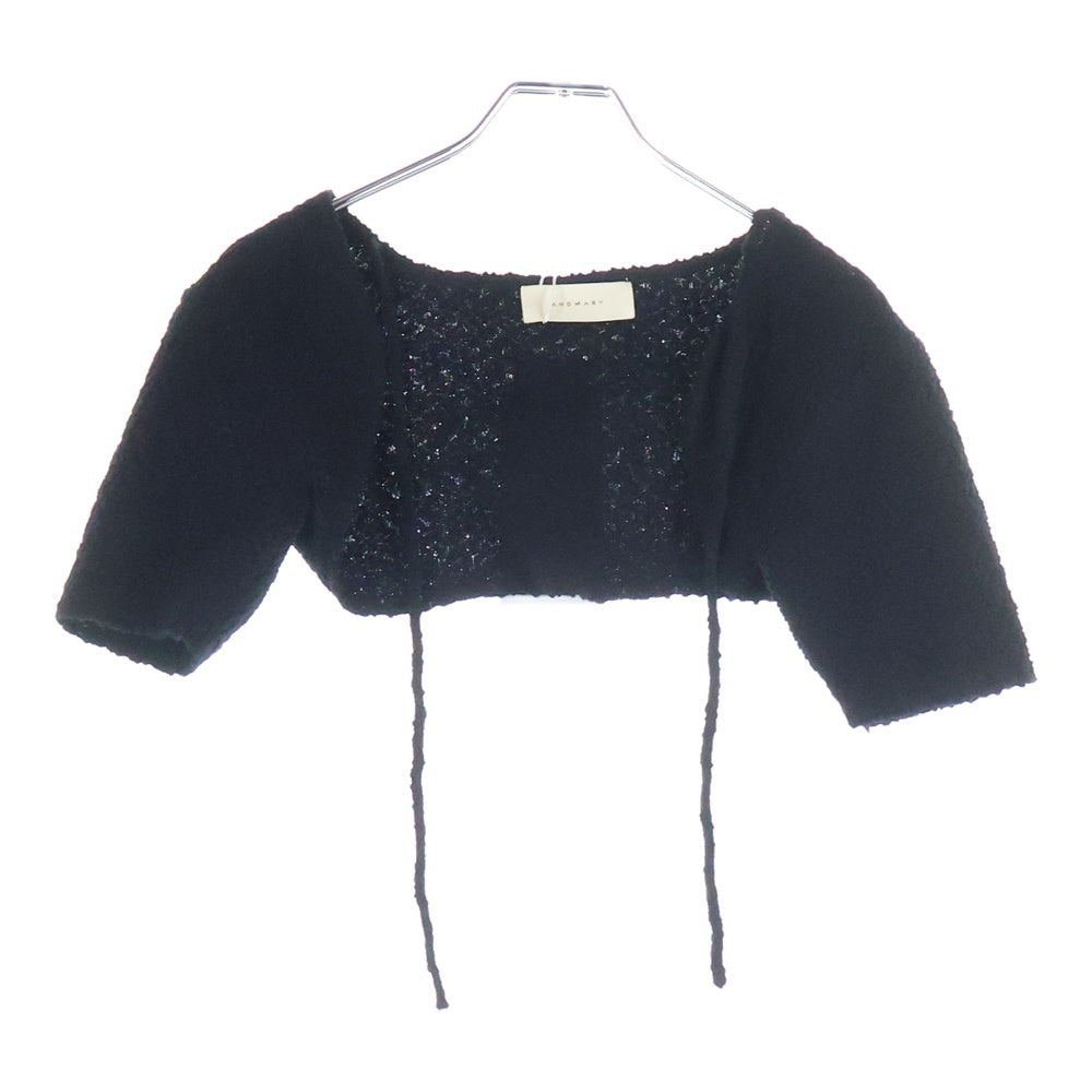 NO BRAND(ノーブランド) ANDMARY アンドマリー BICOLOR RIBBON TOPS バイカラー リボン 2ピース ニットトップス グレー/ブラック レディース AM1425