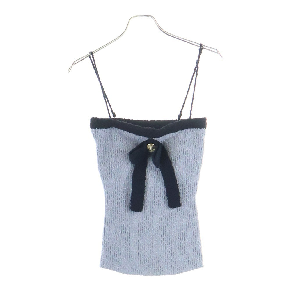 NO BRAND(ノーブランド) ANDMARY アンドマリー BICOLOR RIBBON TOPS バイカラー リボン 2ピース ニットトップス グレー/ブラック レディース AM1425