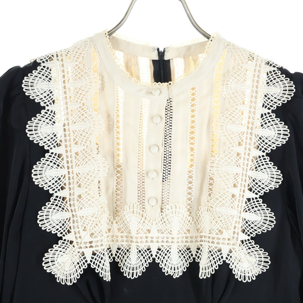 NO BRAND(ノーブランド) Her lip to ハーリップトゥ LE GRAND MIDI DRESS レースカラー ル グラン ミディ ロングドレス ブラック レディース 1224305090