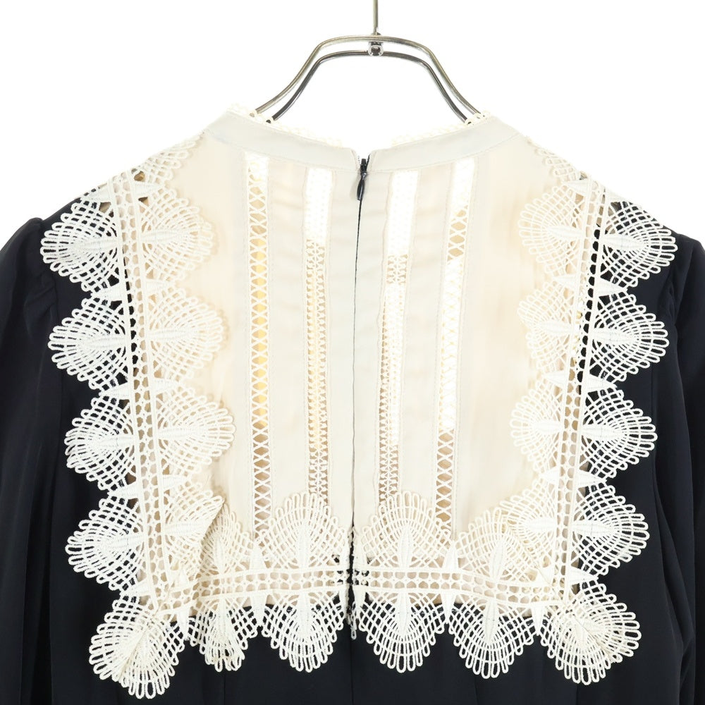 NO BRAND(ノーブランド) Her lip to ハーリップトゥ LE GRAND MIDI DRESS レースカラー ル グラン ミディ ロングドレス ブラック レディース 1224305090