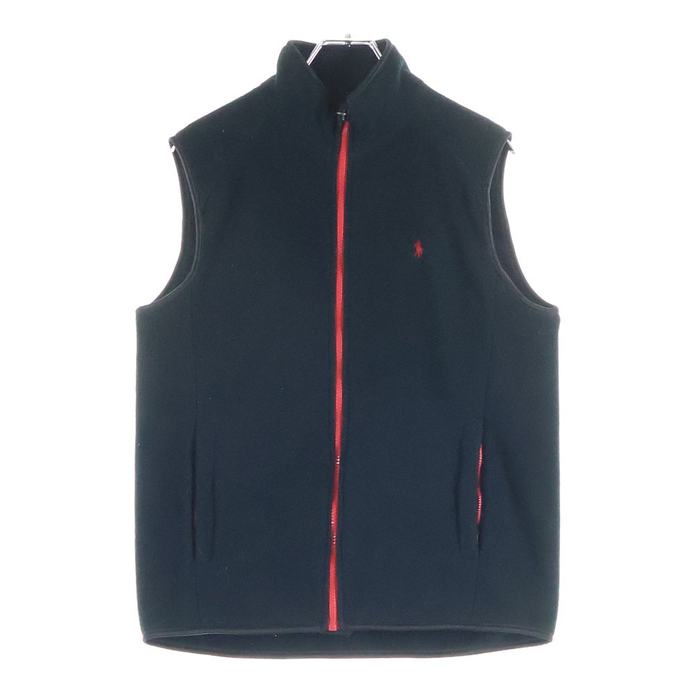 POLO RALPH LAUREN(ポロラルフローレン) 胸エンブロイダリーデザイン ダブルポケット ジップアップ ボアベスト ブラック 323164624