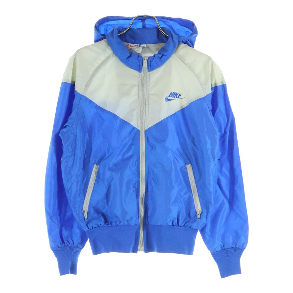 NIKE(ナイキ) 70S 胸ロゴデザイン ダブルポケット ジップアップ ナイロンジャケット ブルー