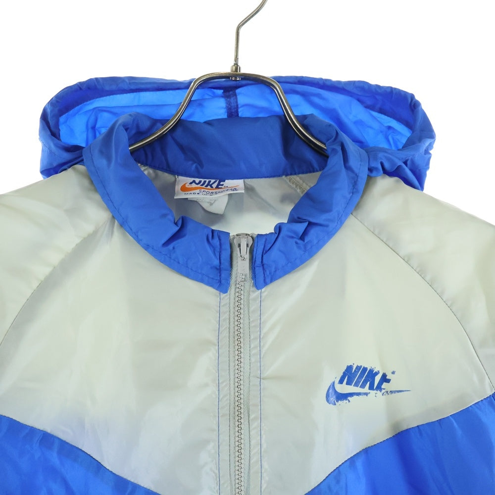 NIKE(ナイキ) 70S 胸ロゴデザイン ダブルポケット ジップアップ ナイロンジャケット ブルー