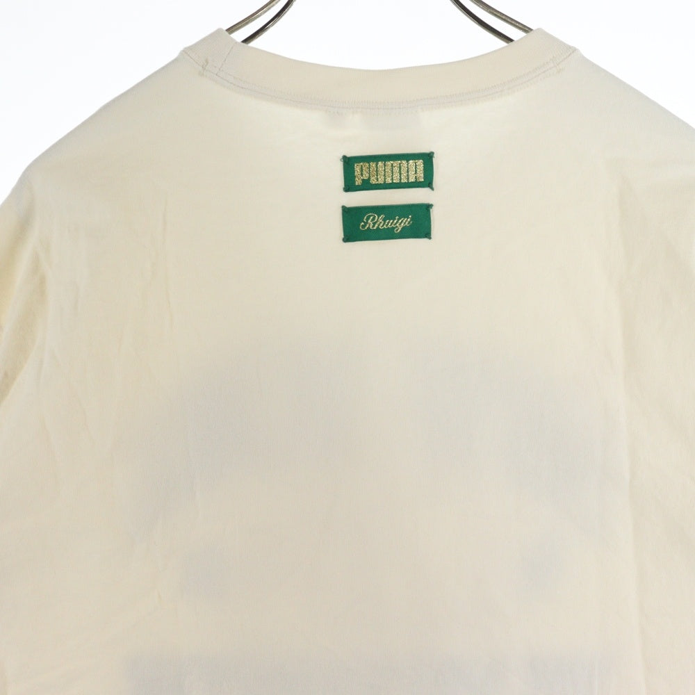 PUMA(プーマ) ×RHUIGI GRAPHIC TEE ルイージ フロントグラフィックエンブロイダリー クルーネック半袖Tシャツ カットソー ベージュ 620888-65