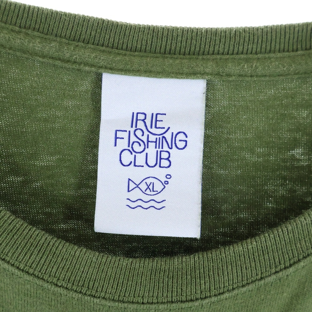 NO BRAND(ノーブランド) IRIE FISHING CLUB イリエフィッシングクラブ ポケットロゴ クルーネック半袖Tシャツ カットソー グリーン