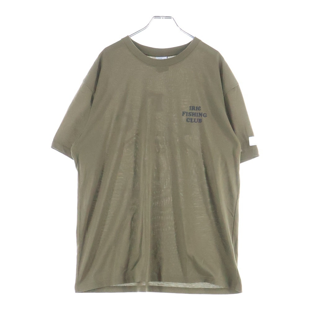 NO BRAND(ノーブランド) IRIE FISHING CLUB イリエフィッシングクラブ フロントロゴプリント クルーネック半袖Tシャツ カットソー カーキ