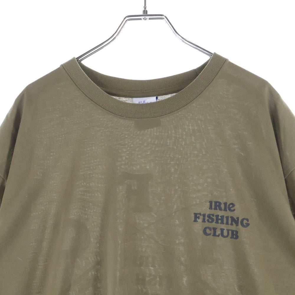 NO BRAND(ノーブランド) IRIE FISHING CLUB イリエフィッシングクラブ フロントロゴプリント クルーネック半袖Tシャツ カットソー カーキ