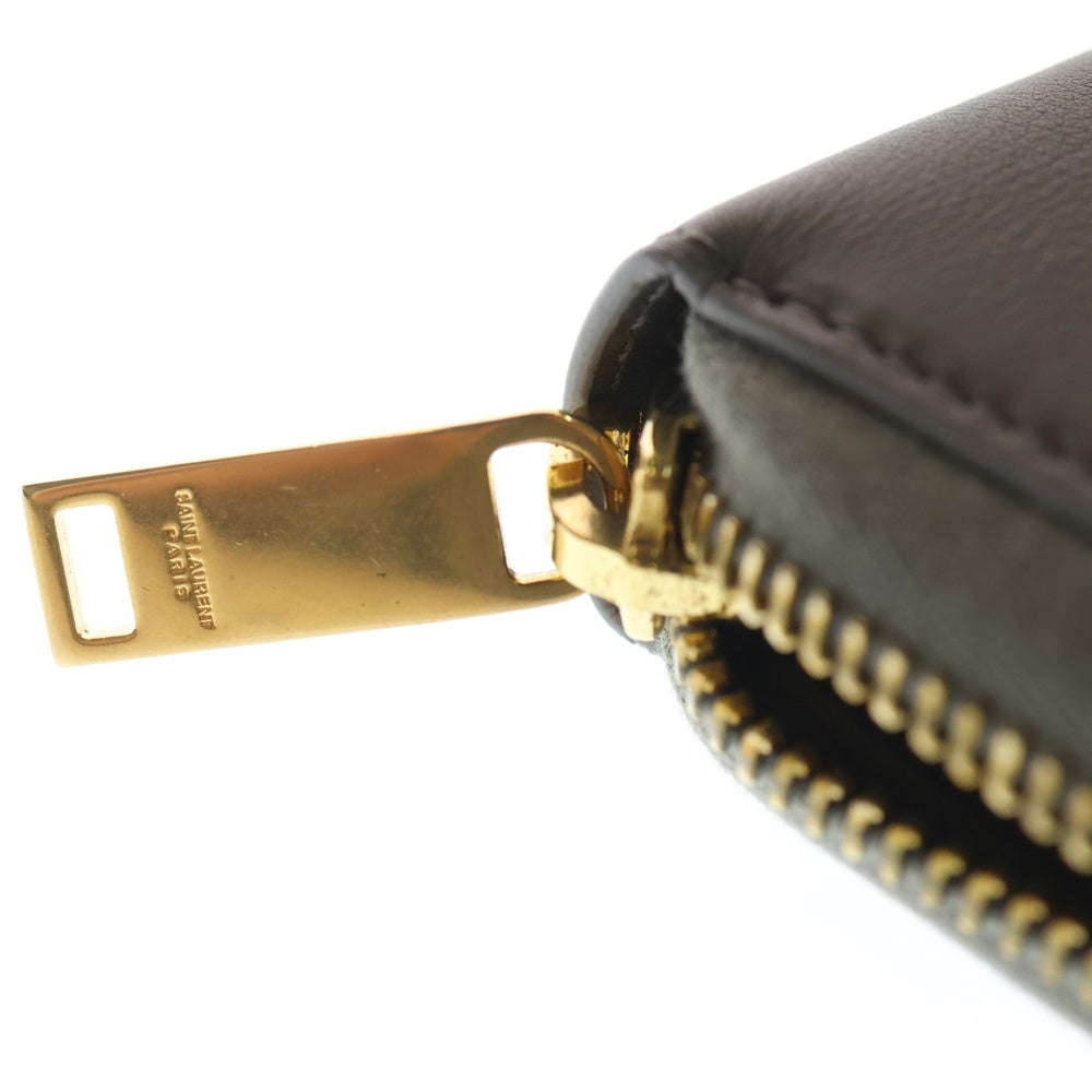 YVES SAINT LAURENT(イヴサンローラン) YSLプレート ラージフラップウォレット 長財布 ベージュ 414570 レディース