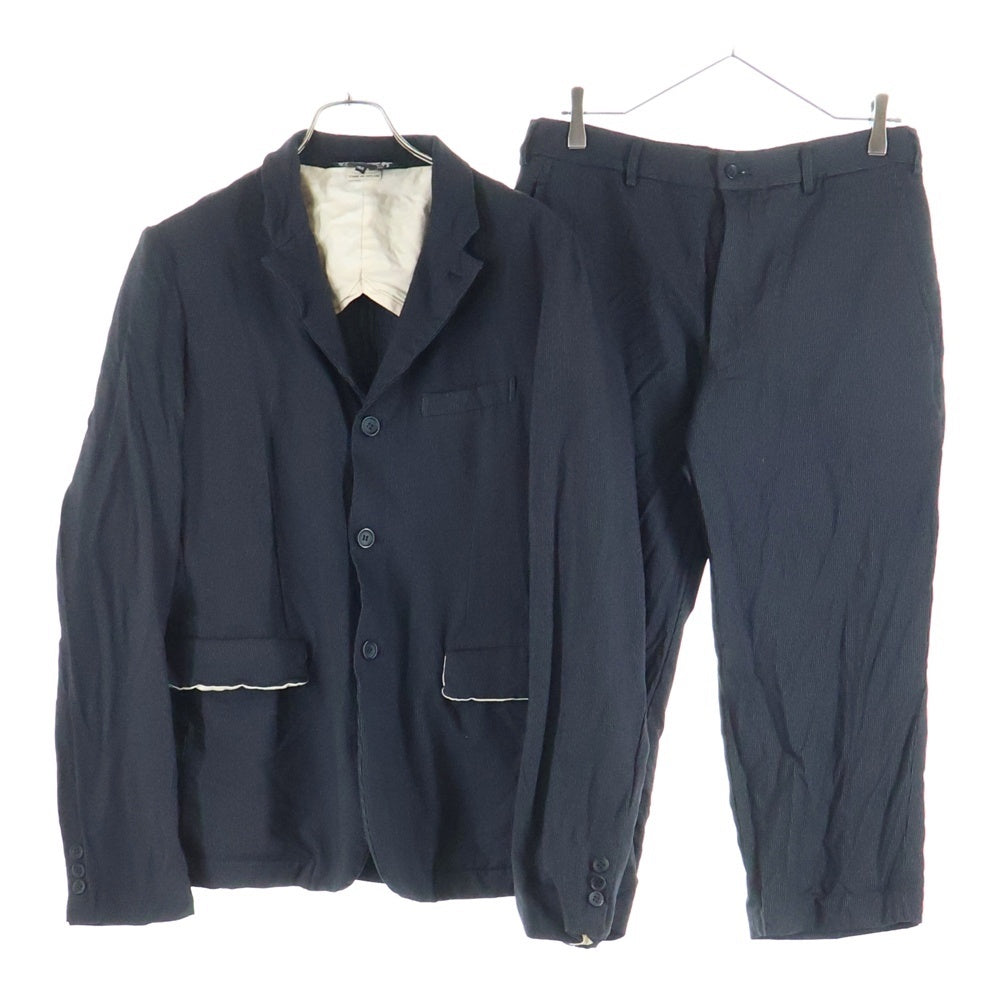 BLACK COMME des GARCONS(ブラックコムデギャルソン) 11AW AD2011 マイクロストライプ セットアップ スーツ 3B シングルテーラードジャケット パンツ ブラック 1H-J206