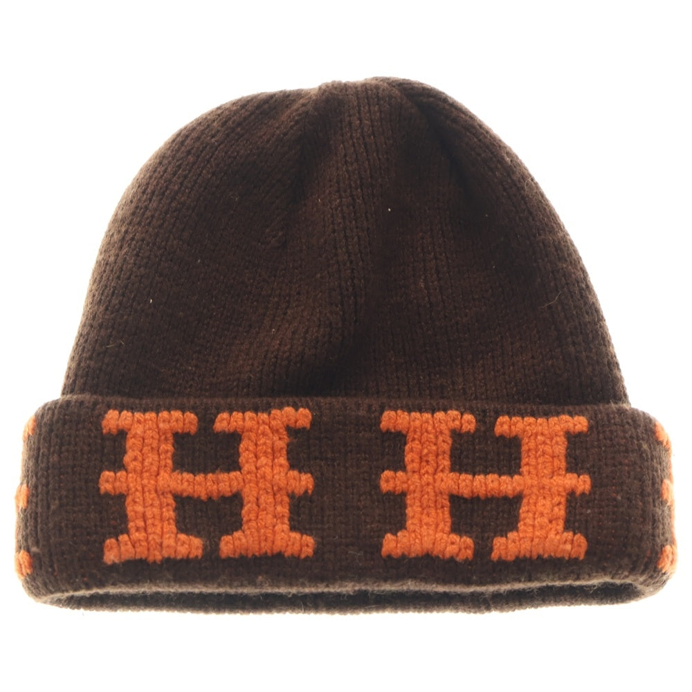 HERMES(エルメス) H ロゴ カシミヤ ニット帽 ビーニー ブラウン