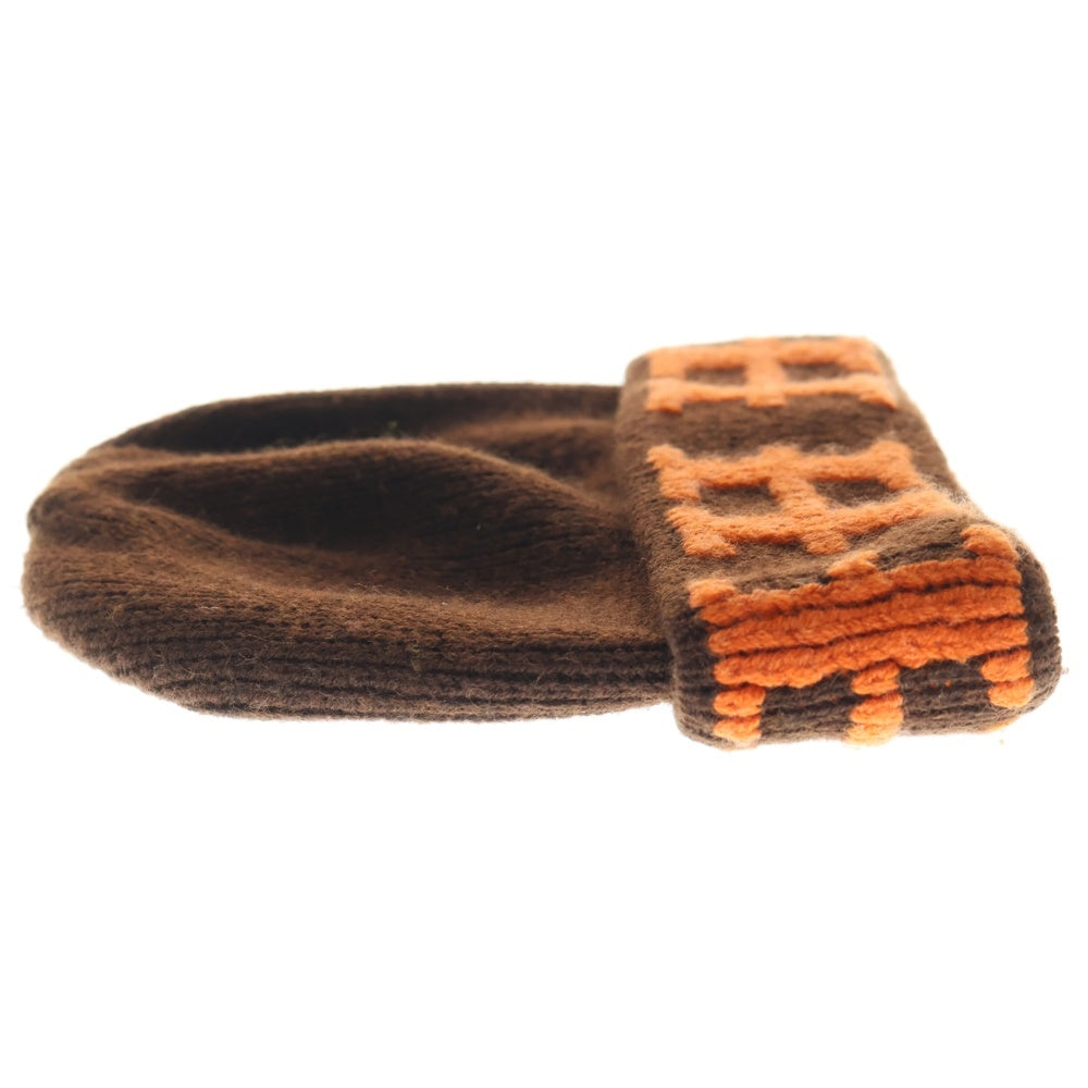 HERMES(エルメス) H ロゴ カシミヤ ニット帽 ビーニー ブラウン