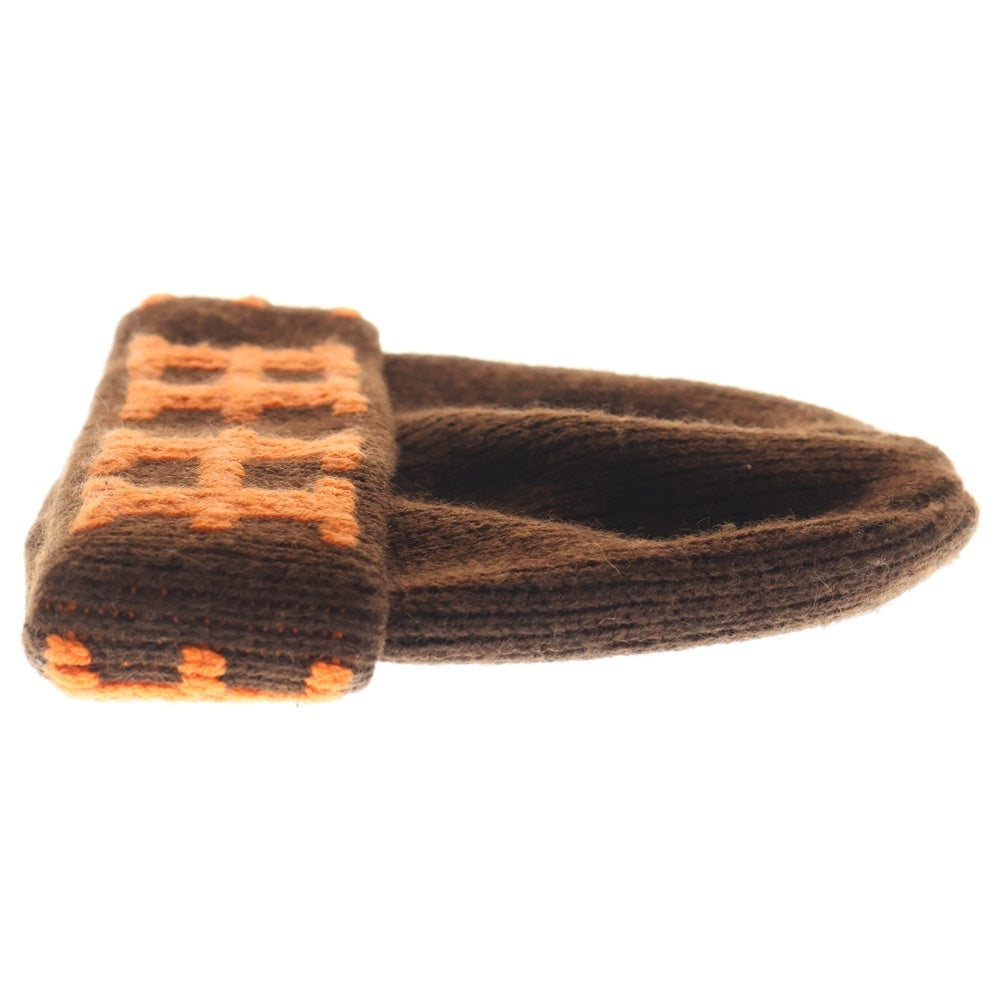 HERMES(エルメス) H ロゴ カシミヤ ニット帽 ビーニー ブラウン