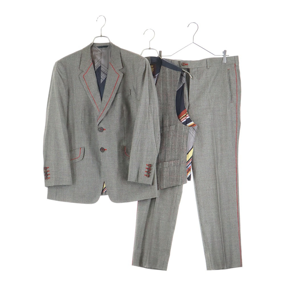 Paul Smith COLLECTION(ポールスミス コレクション) 千鳥格子 セットアップ スーツ 3ピース 2Bテーラードジャケット ジレ ベスト テーパードパンツ ブラウン