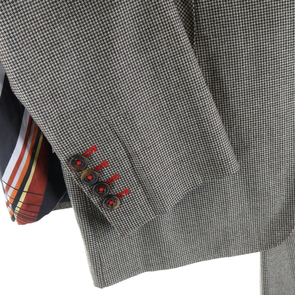 Paul Smith COLLECTION(ポールスミス コレクション) 千鳥格子 セットアップ スーツ 3ピース 2Bテーラードジャケット ジレ ベスト テーパードパンツ ブラウン